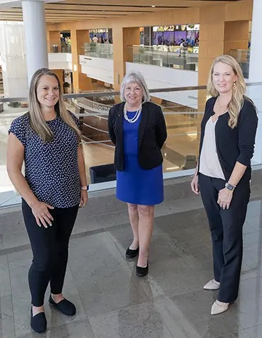 UK HealthCare ambulatory services team from left: Brittney Dees, staff development specialist, Patty Hughes, chief nursing officer-ambulatory, and Sara Wellman, clinical nurse specialist. (Not pictured: Marianne Hutti, nurse scientist for ambulatory services)