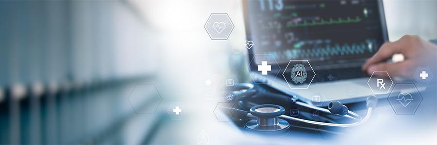Healthcare worker on a computer