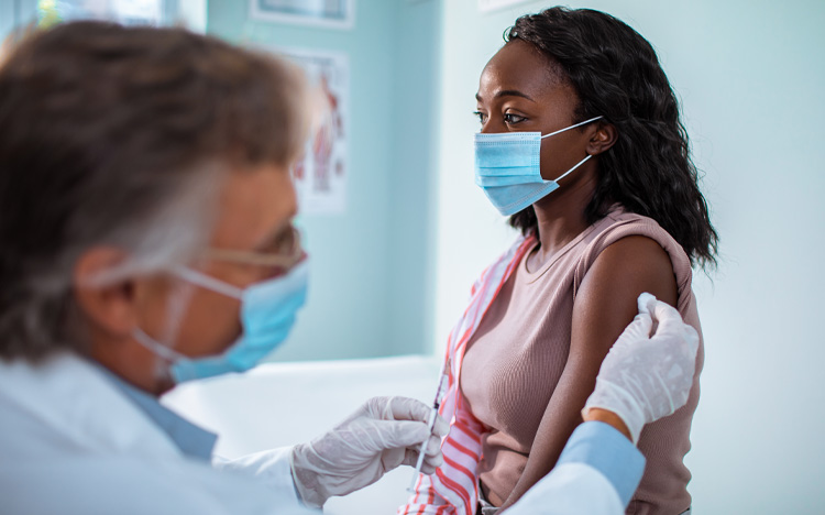 Patient receiving an injection