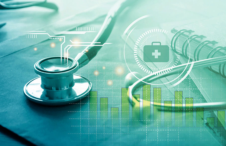 medical equipment with data graphs