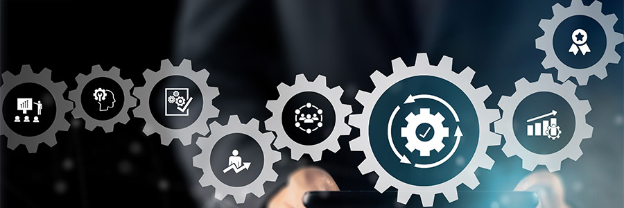 Gears connected with icons