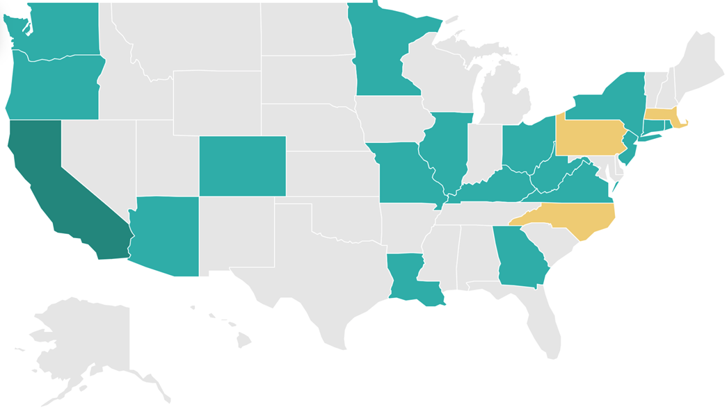 States with enacted surgical smoke-free legislation