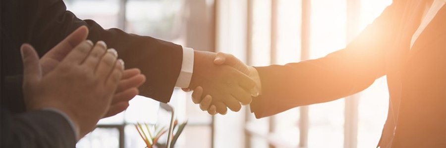 Consultants shaking hands