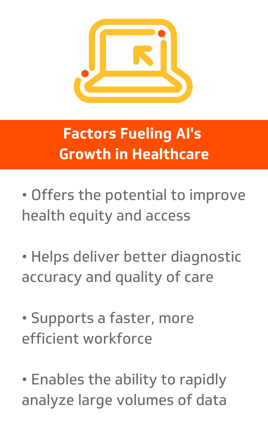 AI can potentially provide solutions that help address some of the simmering problems in the U.S. healthcare system, including inequitable access to care, high costs, workforce shortages, capacity constraints, workflow inefficiencies and medical errors. For instance, some AI technologies can increase access to preventive care and screening tests, minimize treatment delays, reduce diagnostic errors and improve adherence to guideline-directed therapies