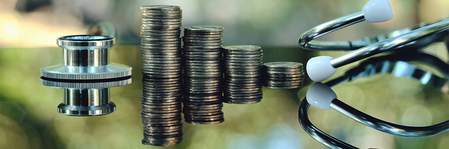 Stethoscope and coin stacks