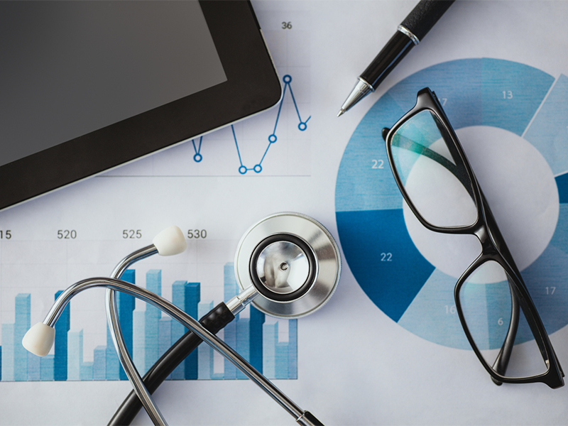 Stethoscope and metric charts