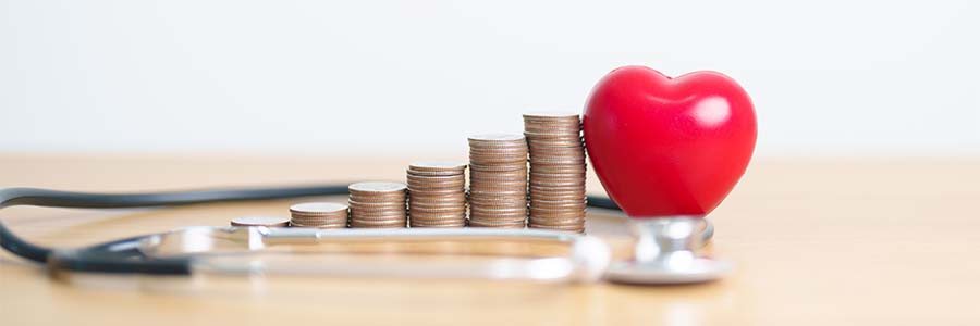 stethoscope and coins